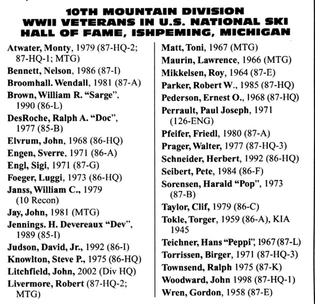 Nugget #181 Tenth Mtn Hall of Famers
