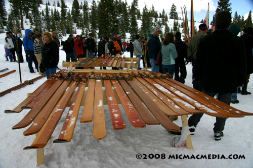 Nugget #135 B Longboards lined up saw horses