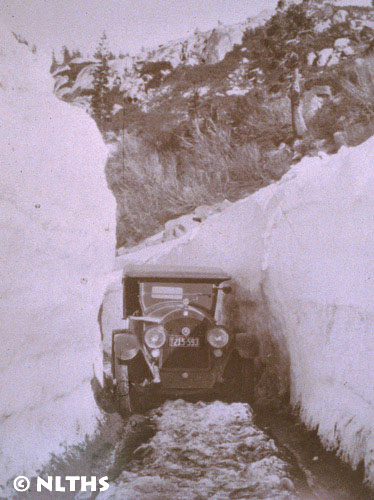 Nugget #59 B Model T on snow highway ID